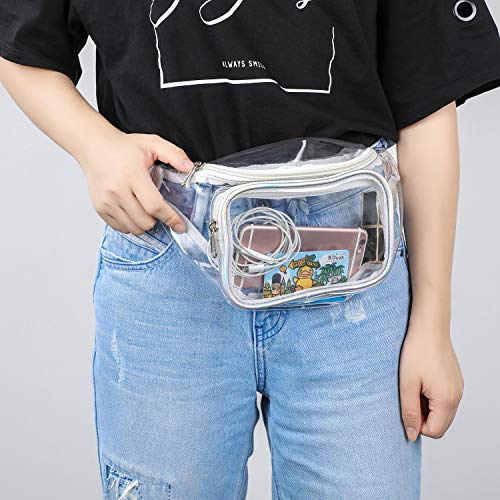QKURT Riñonera, Riñonera Transparente con Cierre de Cremallera, Cinturón Ajustable para Rave, Festival, Viajes, Fiesta, Juegos Deportivos QKURT Riñonera, Riñonera Transparente con Cierre de Cremallera, Cinturón Ajustable para Rave, Festival, Viajes, Fiesta, Juegos Deportivos