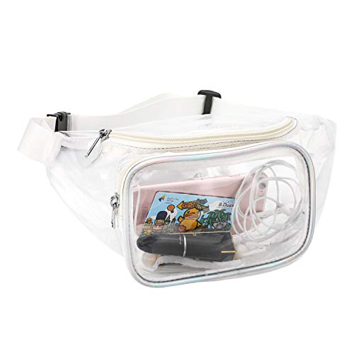 QKURT Riñonera, Riñonera Transparente con Cierre de Cremallera, Cinturón Ajustable para Rave, Festival, Viajes, Fiesta, Juegos Deportivos QKURT Riñonera, Riñonera Transparente con Cierre de Cremallera, Cinturón Ajustable para Rave, Festival, Viajes, Fiesta, Juegos Deportivos