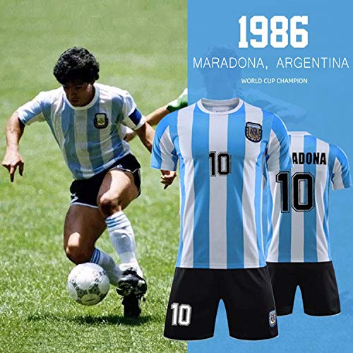 QLGRXWL Camiseta De Maradona,Camiseta De Fútbol De Maradona 10#,Camiseta De Camiseta De Fútbol Local De Argentina Vintage,Camisetas De Fútbol para Jóvenes Y Niños,20