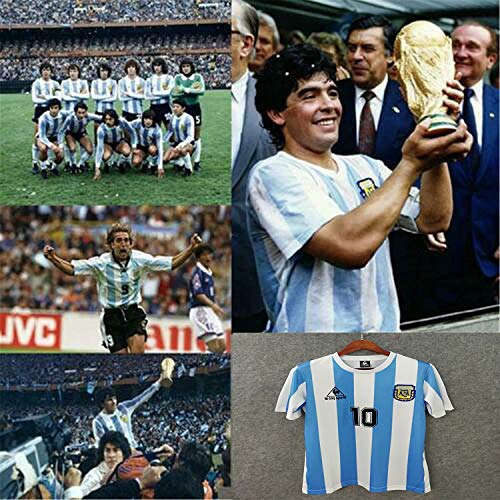 QLGRXWL Maradona Camiseta De Fútbol Camiseta,1986 Argentina Maradona 10# Campeón De La Copa Mundial Edición Conmemorativa Conjunto De Uniformes De Fútbol,XL