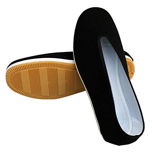 QLIGHA Zapatos de algodón de Calidad Bruce Lee Zapatos Chinos de Kung Fu Wing Chun Zapatillas de Tai Chi Arte marcial Zapatos de algodón Puro, Suela de Goma - Unisex negro-37