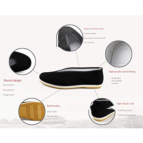 QLIGHA Zapatos de algodón de Calidad Zapatos de Kung Fu Chino Bruce Lee Wing Chun Zapatilla de Tai Chi Zapatos de algodón Puro de Artes Marciales, Suela de Goma -Unisex negro-41 QLIGHA Zapatos de algodón de Calidad Zapatos de Kung Fu Chino Bruce Lee Wing Chun Zapatilla de Tai Chi Zapatos de algodón Puro de Artes Marciales, Suela de Goma -Unisex negro-41