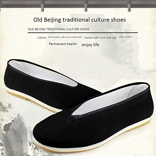 QLIGHA Zapatos de algodón de Calidad Zapatos de Kung Fu Chino Bruce Lee Wing Chun Zapatilla de Tai Chi Zapatos de algodón Puro de Artes Marciales, Suela de Goma -Unisex negro-41