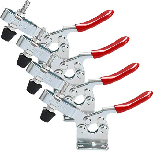 QLOUNI 4pcs 201B Abrazaderas de Palanca de Mano 201Lbs (90KG) Capacidad de Sujeción Tensión Antideslizante Horizontal de Liberación Rápida Herramienta QLOUNI 4pcs 201B Abrazaderas de Palanca de Mano 201Lbs (90KG) Capacidad de Sujeción Tensión Antideslizante Horizontal de Liberación Rápida Herramienta