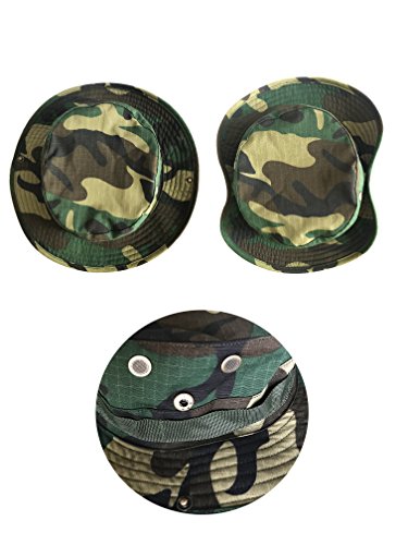 QMFIVE Sombrero Redondo Táctico, Sombrero de Camuflaje Boonie Gorra de protección Solar para el Aire Libre Fishing Climb Camping(AOR2)