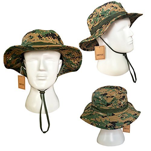 QMFIVE Sombrero Redondo Táctico, Sombrero de Camuflaje Boonie Gorra de protección Solar para el Aire Libre Fishing Climb Camping(AOR2)