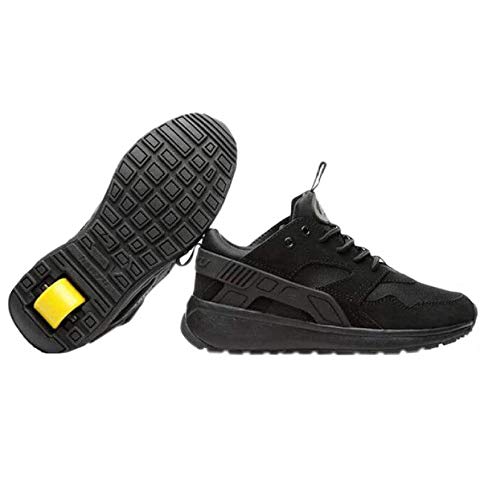 qmj Zapatos con Ruedas Zapatillas, Leotardo De Gimnasia Rítmica para Mujer, Leotardo De Competición De Entrenamiento De Manga Larga De Licra De Alta Elasticidad,Black-40