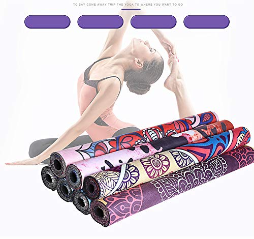 QMMCK Estera De Yoga De Gamuza Natural Toalla De Yoga Antideslizante Portátil Plegable Impresa Ejercicio Colchoneta De Yoga Colchoneta De Ejercicios para Gimnasio Ejercicio De Piso De Pilates (004)