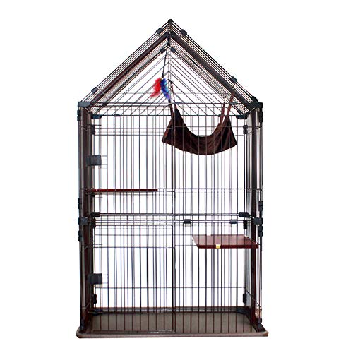QNMM Cat Jaula Cat Villa Madera Retro De Tres Capas De Cuatro Capas con Jaula De Gato Superior Jaula para Mascotas Casa De Madera Maciza QNMM Cat Jaula Cat Villa Madera Retro De Tres Capas De Cuatro Capas con Jaula De Gato Superior Jaula para Mascotas Casa De Madera Maciza