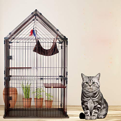 QNMM Cat Jaula Cat Villa Madera Retro De Tres Capas De Cuatro Capas con Jaula De Gato Superior Jaula para Mascotas Casa De Madera Maciza QNMM Cat Jaula Cat Villa Madera Retro De Tres Capas De Cuatro Capas con Jaula De Gato Superior Jaula para Mascotas Casa De Madera Maciza