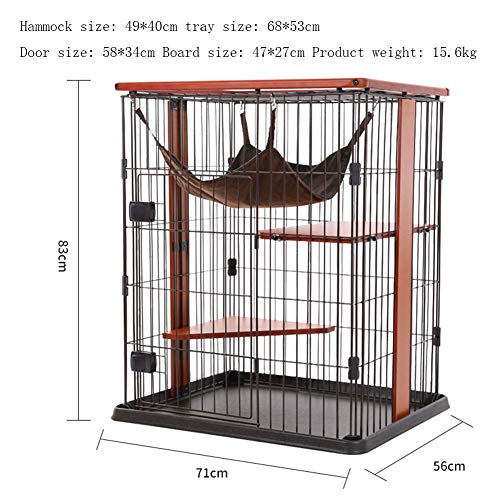 QNMM Jaula para Gatos De Madera Villa para Gatos De Tres Capas Casa para Gatos De Interior Hogar Doble Capa Jaula para Gatos De Madera Sólida