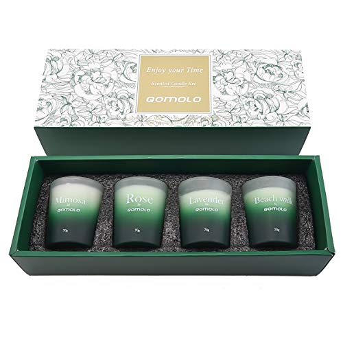 Qomolo Velas Perfumadas, Velas Aromaticas 4 Piezas Conjuntos De Regalo Cera de Soja Natural para Decoración de Hogar, Baño, Yoga, Navidad Día de San Valentín,SPA,Relajación y Alivio de Estrés