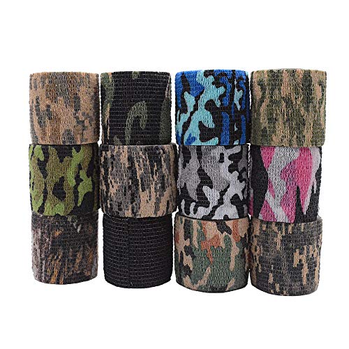 QPOWER Cintas de Camuflaje para Exteriores no Tejidas Autoadhesivas Envoltura de Rifle Woodland Camo (12PCS) QPOWER Cintas de Camuflaje para Exteriores no Tejidas Autoadhesivas Envoltura de Rifle Woodland Camo (12PCS)