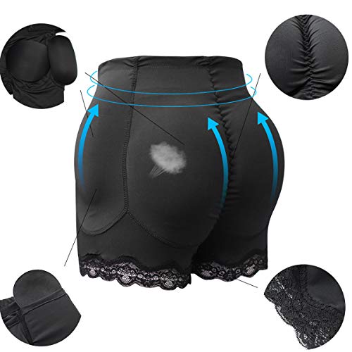 QQA Mujer Acolchado Bragas Levantador de Glúteos Cuerpo Moldeador Extremo Potenciador de la Cadera Algodón 4 Colchonetas,S