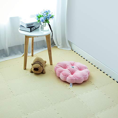 qqpp Alfombra Puzzle para Niños Bebe Infantil - Suelo de Goma EVA Suave. 18 Piezas (30*30*1cm), Beige.QQC-Jb18N