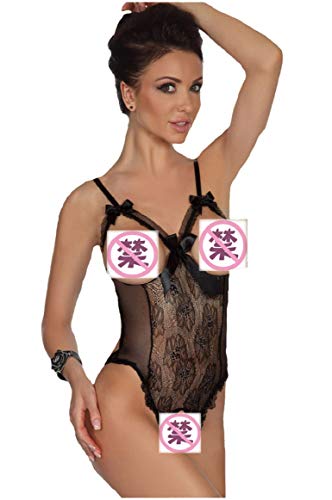 QS_Go Pijamas de Encaje Bodysuit Atractivo Ropa Lencería Halter Pijama Encaje y Tul Mujer Pijama Camisón Ropa Interior Encaje de Las Mujeres Ropa Interior Ropa Interior Femenina (M)