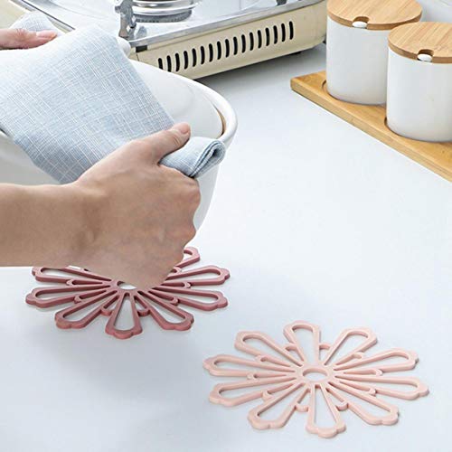 QSMIANA Posavasos 3 Unids De Goma Anti Resbalón De Resbalón Resistente Al Calor Taza Taza Tapete Té Té Bebida Caliente Placemat Cocina Comedor Mesa Decoración Copo De Nieve Forma Pad