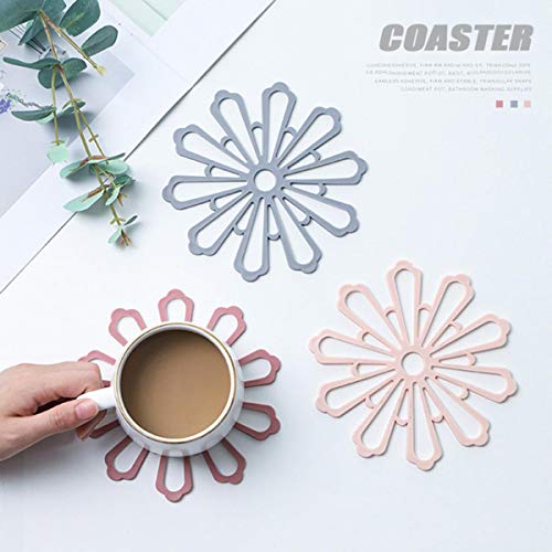 QSMIANA Posavasos 3 Unids De Goma Anti Resbalón De Resbalón Resistente Al Calor Taza Taza Tapete Té Té Bebida Caliente Placemat Cocina Comedor Mesa Decoración Copo De Nieve Forma Pad