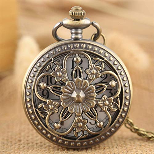 QTWW Reloj de Bolsillo con Cadena Elegancia Flores Bronce Reloj de Bolsillo Hueco Movimiento de Cuarzo Vintage Exquisito Reloj Colgante para Dama Regalos QTWW Reloj de Bolsillo con Cadena Elegancia Flores Bronce Reloj de Bolsillo Hueco Movimiento de Cuarzo Vintage Exquisito Reloj Colgante para Dama Regalos