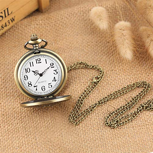 QTWW Reloj de Bolsillo con Cadena Elegancia Flores Bronce Reloj de Bolsillo Hueco Movimiento de Cuarzo Vintage Exquisito Reloj Colgante para Dama Regalos