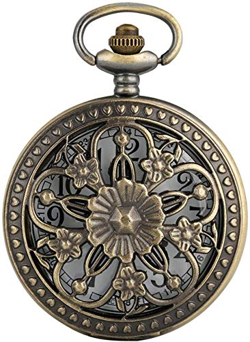 QTWW Reloj de Bolsillo con Cadena Elegancia Flores Bronce Reloj de Bolsillo Hueco Movimiento de Cuarzo Vintage Exquisito Reloj Colgante para Dama Regalos QTWW Reloj de Bolsillo con Cadena Elegancia Flores Bronce Reloj de Bolsillo Hueco Movimiento de Cuarzo Vintage Exquisito Reloj Colgante para Dama Regalos