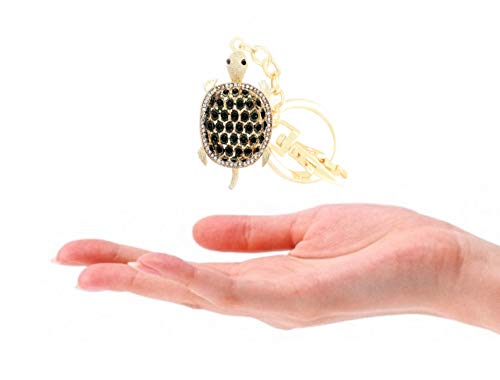 QUADIVA - Adorno colgante para bolso, diseño de tortuga, con cristales embellecedores, color dorado y verde QUADIVA - Adorno colgante para bolso, diseño de tortuga, con cristales embellecedores, color dorado y verde