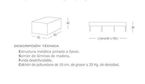 Quality Mobles Plegable, Puff Cama, Arena, Tamaño único