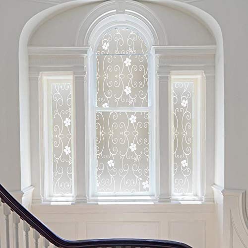 Qualsen Vinilo para Ventana Vinilo para Cristal de Privacidad Vinilo de Ventana Esmerilada Decorativa para Baño Despacho Cocina Anti-UV 90 x 200 cm, Flor Blanca Qualsen Vinilo para Ventana Vinilo para Cristal de Privacidad Vinilo de Ventana Esmerilada Decorativa para Baño Despacho Cocina Anti-UV 90 x 200 cm, Flor Blanca
