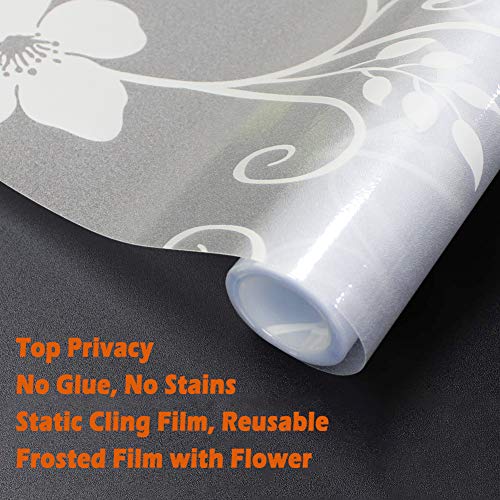 Qualsen Vinilo para Ventana Vinilo para Cristal de Privacidad Vinilo de Ventana Esmerilada Decorativa para Baño Despacho Cocina Anti-UV 90 x 200 cm, Flor Blanca Qualsen Vinilo para Ventana Vinilo para Cristal de Privacidad Vinilo de Ventana Esmerilada Decorativa para Baño Despacho Cocina Anti-UV 90 x 200 cm, Flor Blanca