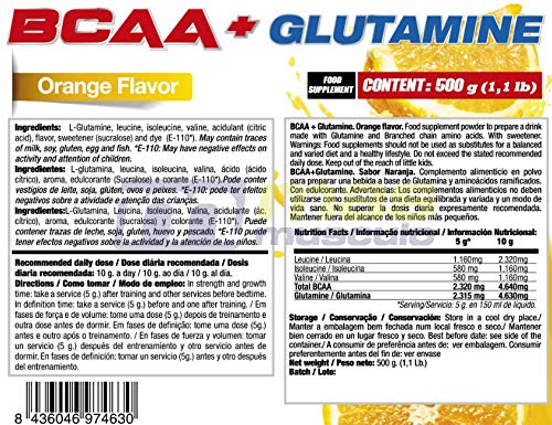 QUAMTRAX BCAA+GLUTAMINE (500 GRS) - Naranja