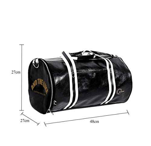 Quanjie Bolsa Gimnasio de Viaje Impermeable Bolsas Deporte PU Cuero Bolsos Deportivos Fin de Semana Travel Duffle Bag para Hombres y Mujeres (Negro)