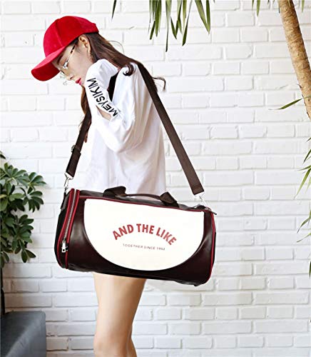 Quanjie Bolsa Gimnasio de Viaje Impermeable Bolsas Deporte PU Cuero Bolsos Deportivos Fin de Semana Travel Duffle Bag para Hombres y Mujeres (Rojo-1) Quanjie Bolsa Gimnasio de Viaje Impermeable Bolsas Deporte PU Cuero Bolsos Deportivos Fin de Semana Travel Duffle Bag para Hombres y Mujeres (Rojo-1)