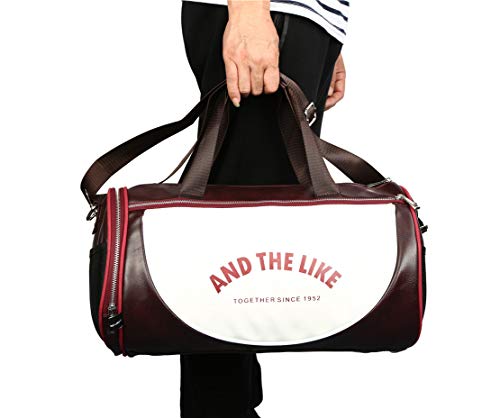 Quanjie Bolsa Gimnasio de Viaje Impermeable Bolsas Deporte PU Cuero Bolsos Deportivos Fin de Semana Travel Duffle Bag para Hombres y Mujeres (Rojo-1)