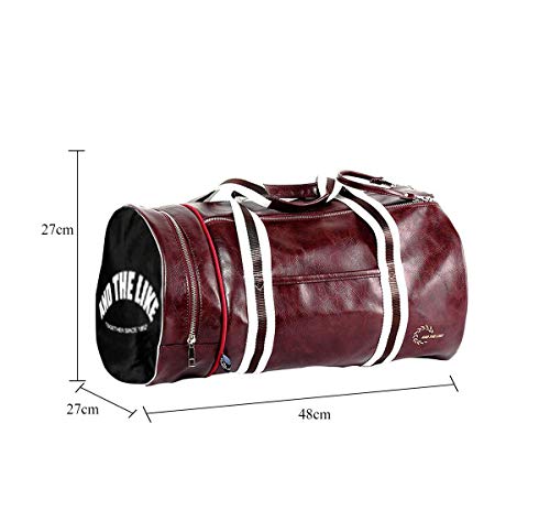 Quanjie Bolsa Gimnasio de Viaje Impermeable Bolsas Deporte PU Cuero Bolsos Deportivos Fin de Semana Travel Duffle Bag para Hombres y Mujeres (Rojo)