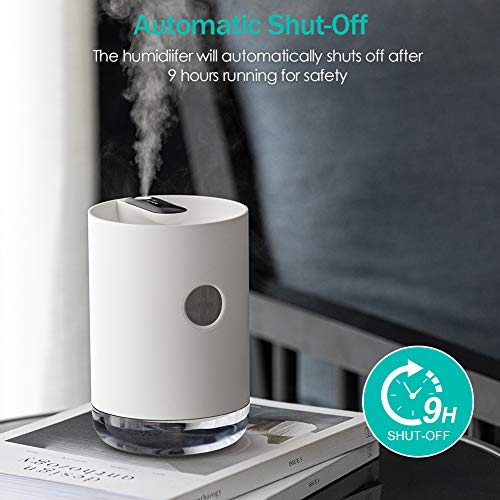 QUARED Humidificador 1000ml, Humidificadores de Aire Silencioso con alimentación USB, Auto-Apagado, Luz Nocturna Hogar Dormitorio Oficina Yoga (Blanco)