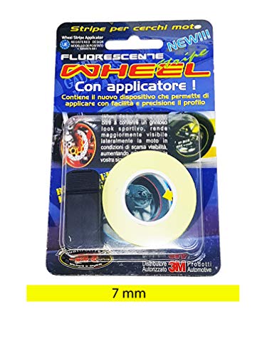 Quattroerre - Tiras adhesivas fluorescentes Wheel - Color amarillo flúor - Medidas 7 mm x 6 mt