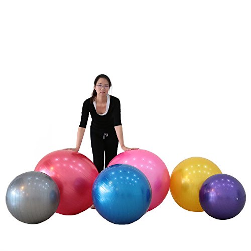 QUBABOBO Pelota de Yoga PVC Anti-ráfaga Ejercicio Fitness Workout Pilates Core Estabilidad Balance Bola de Suiza - Fuerza extra Gruesa de Balón Duradera + bomba de pie