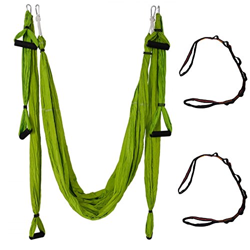 Qubabobo T210 - Columpio de tafetán de nailon para yoga (antigravedad, 301 kg de carga), verde Qubabobo T210 - Columpio de tafetán de nailon para yoga (antigravedad, 301 kg de carga), verde