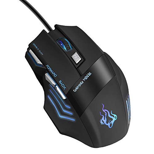 QueenDer Ratón Gaming, Ratones Gaming Profesional con Cable USB Gaming Mouse Óptico, 4 dpi Adjustables y 7 Botón Compatible con Windows 7, 8, 10, XP, Vista, ME, 2000 y Mac OS - Negro QueenDer Ratón Gaming, Ratones Gaming Profesional con Cable USB Gaming Mouse Óptico, 4 dpi Adjustables y 7 Botón Compatible con Windows 7, 8, 10, XP, Vista, ME, 2000 y Mac OS - Negro