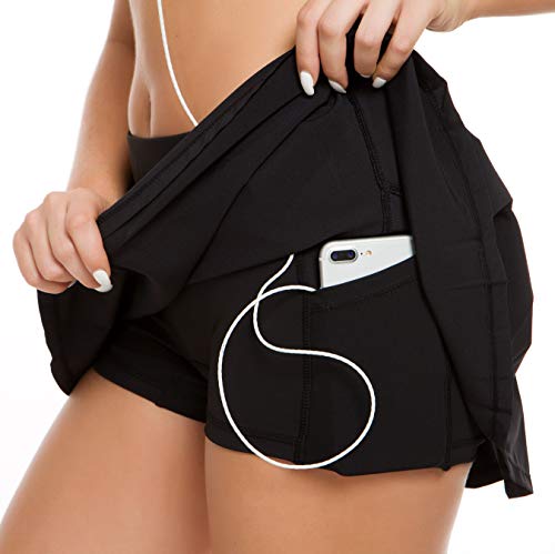 QUEENIEKE Falda ultra para mujer con pantalones cortos deportivos, de gimnasio, de tenis Negro XXL QUEENIEKE Falda ultra para mujer con pantalones cortos deportivos, de gimnasio, de tenis Negro XXL