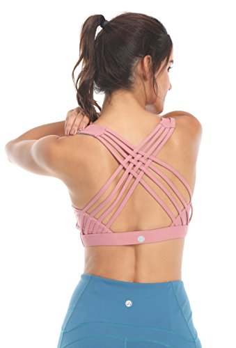 QUEENIEKE Soporte Medio para Mujer Sostén Deportivo con Espalda de Encaje con Sensación de Algodón Color Rosa Begonia 1 Tamaño L QUEENIEKE Soporte Medio para Mujer Sostén Deportivo con Espalda de Encaje con Sensación de Algodón Color Rosa Begonia 1 Tamaño L