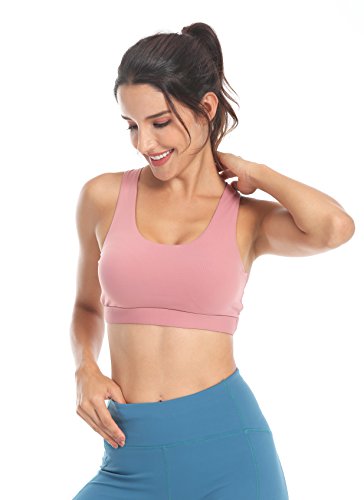 QUEENIEKE Soporte Medio para Mujer Sostén Deportivo con Espalda de Encaje con Sensación de Algodón Color Rosa Begonia 1 Tamaño L QUEENIEKE Soporte Medio para Mujer Sostén Deportivo con Espalda de Encaje con Sensación de Algodón Color Rosa Begonia 1 Tamaño L