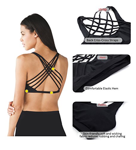 QUEENIEKE Sostén de Yoga para Mujeres Soporte Ligero con Tiras Sostén Libre Color Negro Tamaño L QUEENIEKE Sostén de Yoga para Mujeres Soporte Ligero con Tiras Sostén Libre Color Negro Tamaño L