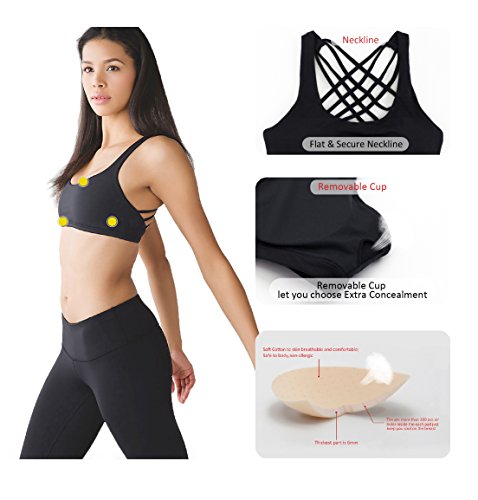 QUEENIEKE Sostén de Yoga para Mujeres Soporte Ligero con Tiras Sostén Libre Color Negro Tamaño L QUEENIEKE Sostén de Yoga para Mujeres Soporte Ligero con Tiras Sostén Libre Color Negro Tamaño L