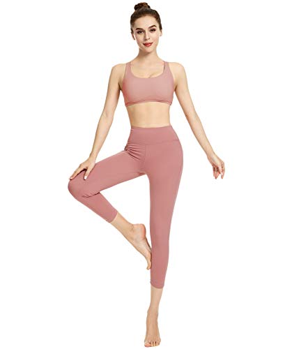 QUEENIEKE Sostén de Yoga para Mujeres Soporte Ligero con Tiras Sostén Libre Color Rosa Begonia Tamaño L