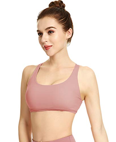 QUEENIEKE Sostén de Yoga para Mujeres Soporte Ligero con Tiras Sostén Libre Color Rosa Begonia Tamaño L QUEENIEKE Sostén de Yoga para Mujeres Soporte Ligero con Tiras Sostén Libre Color Rosa Begonia Tamaño L