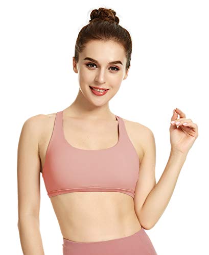 QUEENIEKE Sostén de Yoga para Mujeres Soporte Ligero con Tiras Sostén Libre Color Rosa Begonia Tamaño L QUEENIEKE Sostén de Yoga para Mujeres Soporte Ligero con Tiras Sostén Libre Color Rosa Begonia Tamaño L