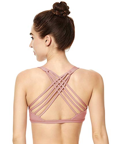 QUEENIEKE Sostén de Yoga para Mujeres Soporte Ligero con Tiras Sostén Libre Color Rosa Begonia Tamaño L QUEENIEKE Sostén de Yoga para Mujeres Soporte Ligero con Tiras Sostén Libre Color Rosa Begonia Tamaño L