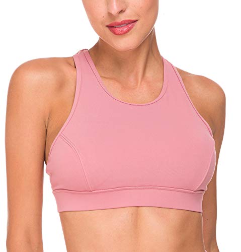 QUEENIEKE Sujetador Deportivo de Tirantes con Espalda Media con Tiras y Bolsillo Trasero para Mujer Color Rosa Begonia Tamaño XL QUEENIEKE Sujetador Deportivo de Tirantes con Espalda Media con Tiras y Bolsillo Trasero para Mujer Color Rosa Begonia Tamaño XL