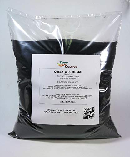 Quelato de Hierro Fertilizante 6% Fe-EDDHA, 4,8 (ORTO-ORTO). 1 Kilo. Efecto rápido.Corrige Las carencias de Hierro de los Cultivos de Forma Prolongada. Quelato de Hierro Fertilizante 6% Fe-EDDHA, 4,8 (ORTO-ORTO). 1 Kilo. Efecto rápido.Corrige Las carencias de Hierro de los Cultivos de Forma Prolongada.
